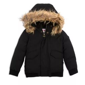 Appaman Boys City Transit Black Puffer Jacket Faux Fur Hood 12